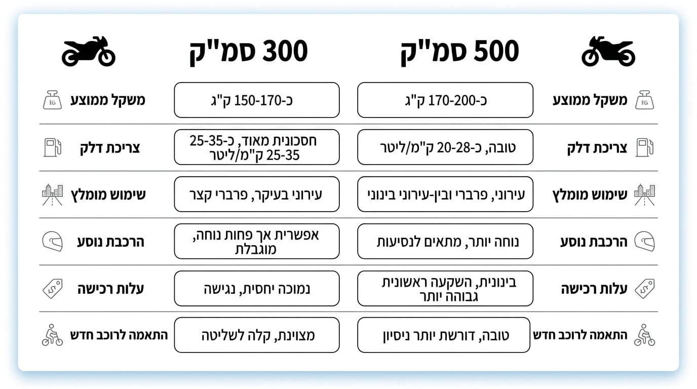 השוואת אופנועים לפי נפח מנוע: איך לבחור את הנפח המתאים עבורך